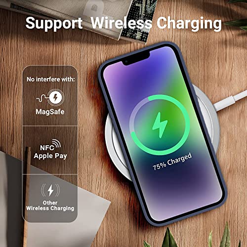 Image of DIZORO Compatible with iPhone 13 Case, Liquid Silicone Case, Full Body Protective Cover, Shockproof, Slim Phone Case, Anti-Scratch Soft Microfiber Lining, (6.1 inch Navy Blue)