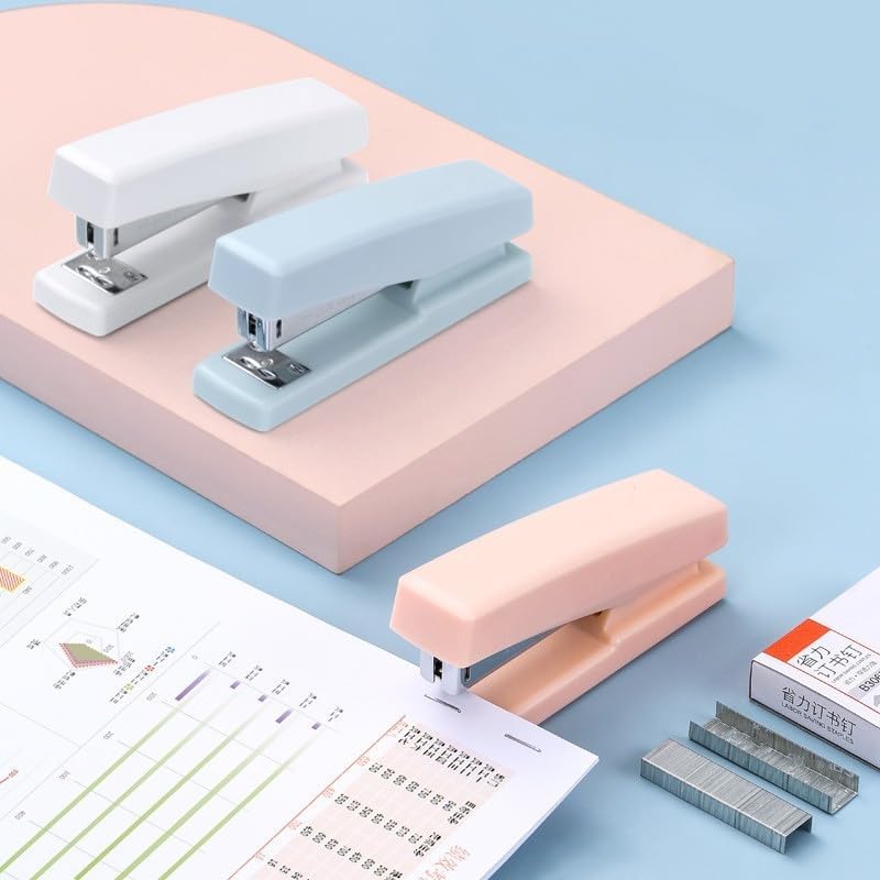 Miniatura 4 de Engrapadora blanca, engrapadoras de escritorio con 1000 grapas, engrapadora de oficina, capacidad de 25 hojas (blanco)