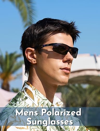 Image of BIRCEN Polarized Anti-Glare Sunglasses for Men: Lightweight Metal Wrap around Sun Glasses UV Protection for Driving Fishing