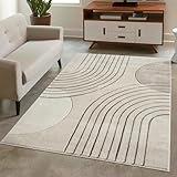 carpet city Teppich Kurzflor Braun - 80x150 cm - Moderne Wohnzimmer-Teppiche Geometrisch, Kreis-Muster mit 3D-Optik - Flachflor Bodenbelag Deko Schlafzimmer, Esszimmer