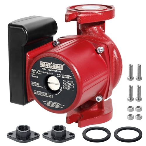 WASSERMANN Cast Iron Circulator Pump for Boiler System 115V 3-Speed Hot Water Recirculating Pump with 1 NPT Flange for Hydronic Heat System Wood Burner Radiant Heater Replace 007-F5-7IFC UPS15-58FC