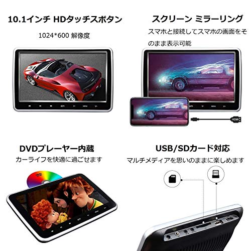 2020 Headrest DVD Player Car DVD Player 10.1 Inch DVD PlayerDual Universal Vehicle Headrest Monitor Portable DVD Player for Kids Touch Screen Headrest DVD Player Digital Touch Button HDMI-C1100A - Thumbnail 4