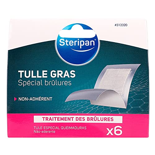 Steripan - Lote de 6 tubulles especiales para quemaduras (5 x 5 cm, no se adhiere a heridas, bolsas individuales