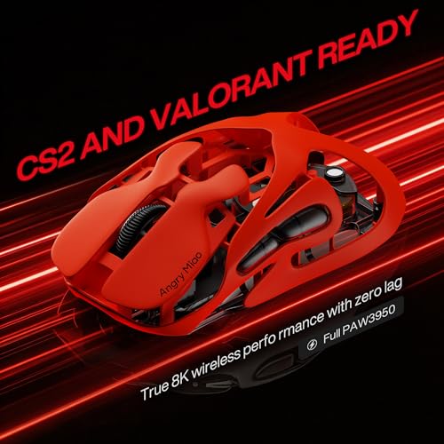 Image of AM Infinity Gaming Wireless Mouse 49g Ultralight Metal Design, 30000 DPI PAW3950 Sensor, Dual 8K Polling, Hot-Swappable Battery, Tri-Mode 2.4G /Bluetooth /Wired RGB Gaming Mouse- Blaze Orange