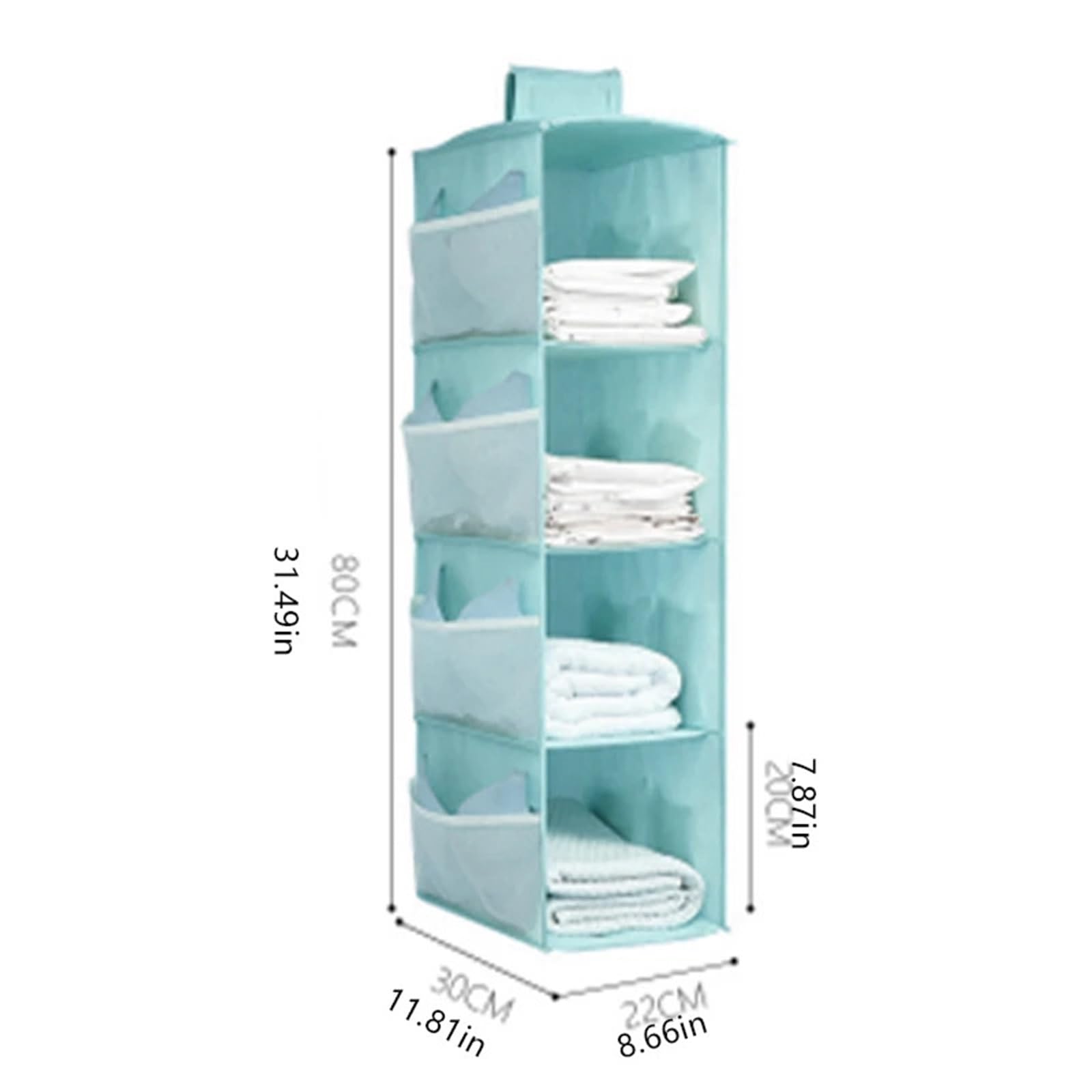 Hängeregal Non-Woven Washable Wardrobe Multi-Layer Folding Hanging Bra Storage Bag Underwear Socks Clothes Storage Organizer Hanging Bag Für Schlafzimmer(Green,Large)