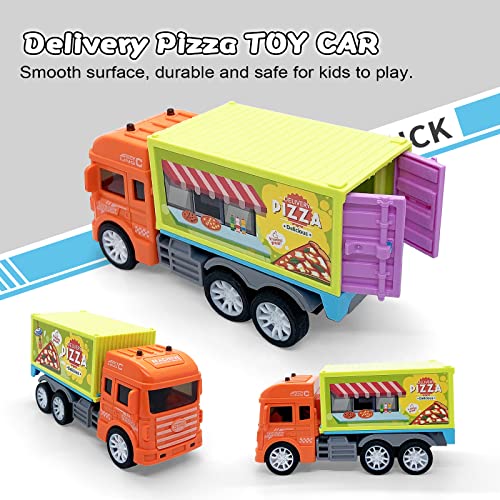 Wikineon Pizza Delivery Toys, Garbage Truck, Police Car Ambulance Toy, Toy Food Truck, Kids Toys Cars, Toddler Toys, Green Toys As Perfect Role-Play Toy Car For Toddlers Ages 3+, Yellow Orange Color #TOP7