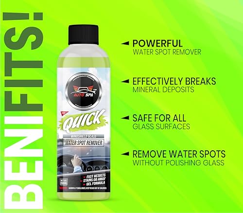 Image of AUTO SPA Car Glass Water Spot Remover Gel - 200ML | Removes Hard Water Stains, Mineral Deposits and Smudges for Spotless Clear Glass | Ideal for Car Windshield, Windows