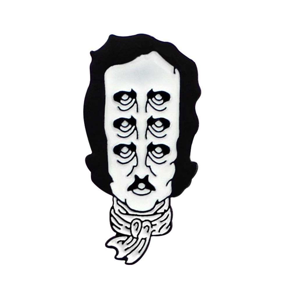ZHIZHOU Edgar Allan Poe Enamel Lapel Pin Multiple Eyes Old Man Head Scarf Brooch Jewelry
