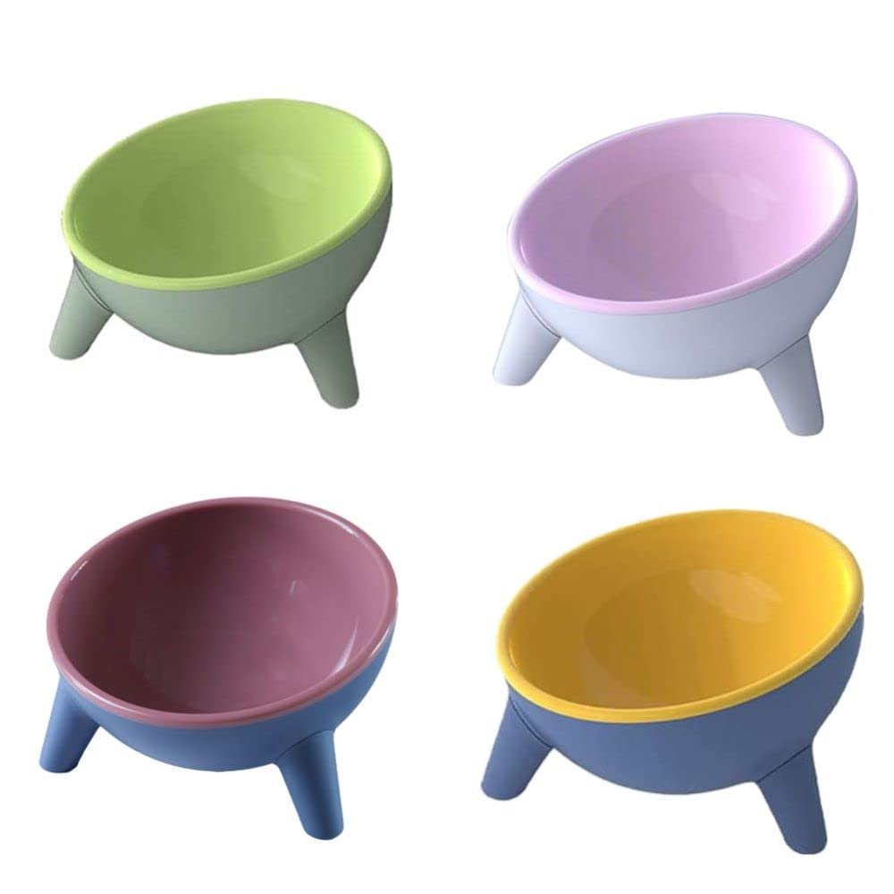 Zayejod Cat Bowls Tilted Raised,Cat Feeding Bowls Elevated Cat Food Water Bowl Kittens Dishes 15° Inclined Angle Cat Feeder,4PCS(Pink+Red+Yellow+Green) — image 1