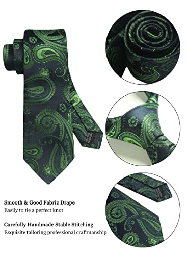 Image of Paisley Floral Mens Tie Formal Necktie Pocket Squares Ties Clips Cufflinks Classic for Men Set