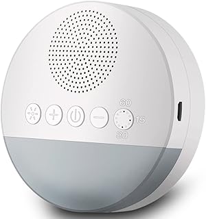 Aparelho de Ruído Branco com Luz de Respiração 4Leader - Ajuda a Dormir Melhor e a Relaxar - 6 Sons de Ruido Branco - Portátil e Fácil de Usar