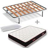 Colchón: Tejido superior strech con tratamiento antibacterias y acolchado de algodón natural. Plancha superior de 2cm de viscoelástica, densidad 65 kg. Núcleo central de hr byfoam, alta resistencia de poro abierto. Plancha inferior de 2cm viscosoft para el lado de verano. Ergonómico. alta firmeza y dureza intermedia. Tejido inferior air fresh 3d en la cara de verano. Reversible verano/invierno. Rerfecta independencia de lechos. Altura final: +/- 20 cm