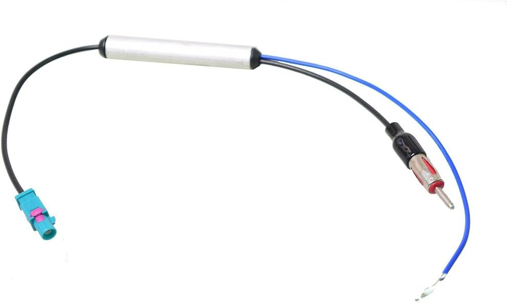 E-Kylin CAR Radio Antenna Adapter Cable Dual FAKRA to AM/FM Coax Plug Male for Audi VW Skoda BMW After-Market GPS Navi DVD Stereo Head Unit Signal Amplifier
