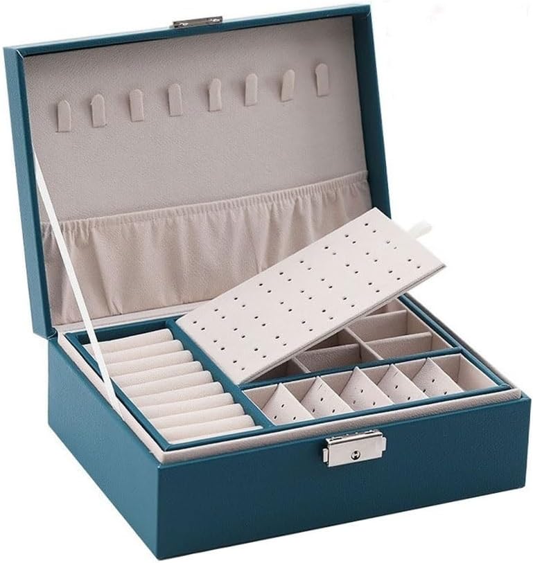 Jewelry Box, Jewlrey Box Earrings Box Earrings Jewelry Box Double Layer Lock Large Capacity Jewelry Box Necklace Ring Bracelet Storage Box Jewelry Box for Women(A) (C Small)