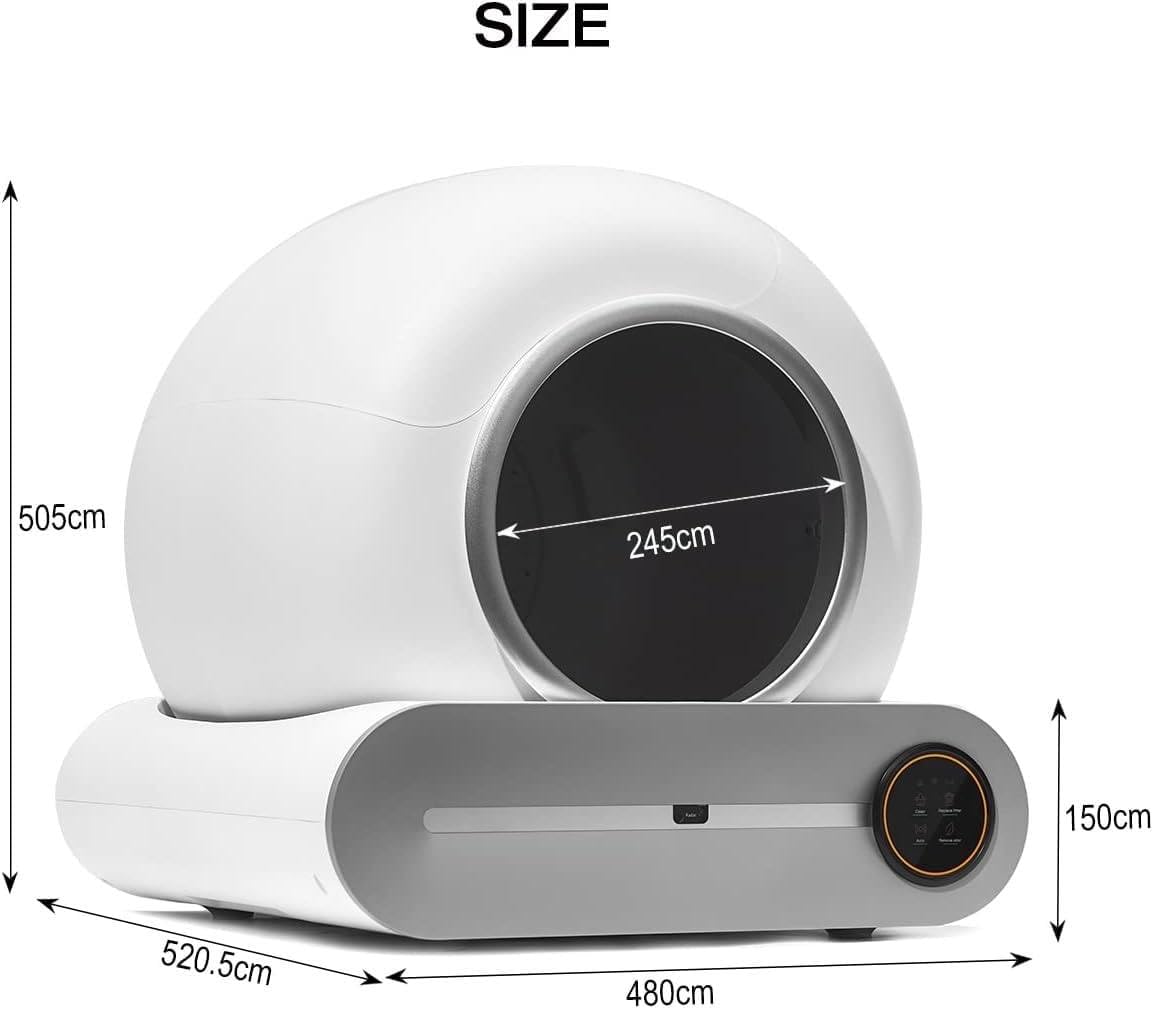 Arenero Autolimpiable para Gatos Caja De Arena For Gatos Autolimpiable De 65 L, Inodoro Automático Con Sensor Dual, Eliminador De Olores, Control Por Aplicación Y Monitor De Salud, Incluye Bolsas De B
