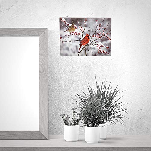 Banberry Designs 2626 Lighted Cardinals In The Snow Canvas Print - Led Picture thumb #2