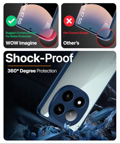 Image of WOW IMAGINE Shockproof Hybrid Back Cover for Redmi Note 14 Pro 5G | Poco X7 5G | Hard Slim fit Back Case | PC & TPU | Clear Transparent Case - Blue