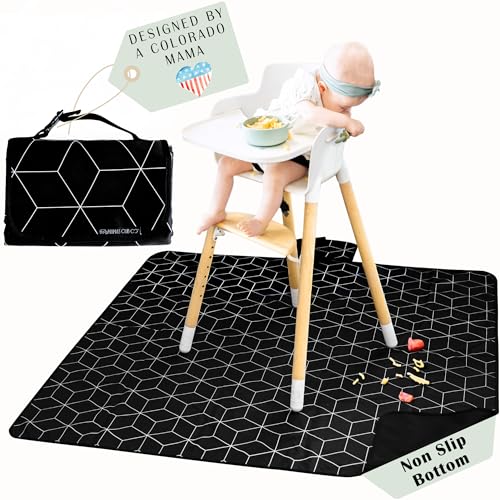 Image of Baby Splat Mat for Under High Chair I 51x51 I Non-Slip Waterproof & Washable Mat I Portable Play Mat for Travel I High Chair Food Catcher I Baby Feeding Essentials