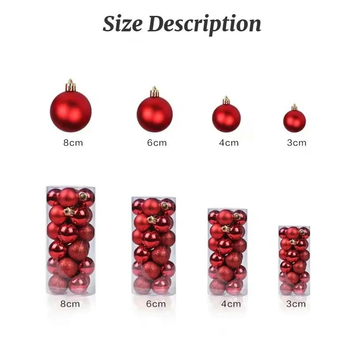 Bemaltes Weihnachtskugel-Ornament-Set, Baumanhänger-Dekoration, Weihnachtsdekorationszubehör, 8 cm, 24 Stück-Silber-8 cm