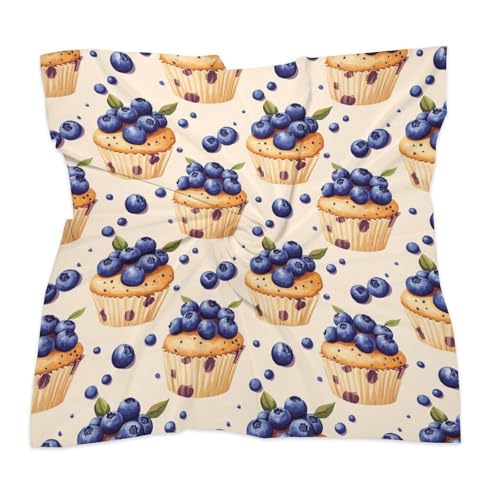 Blueberry Muffins Cakes Head Scarf for Women Hair Scarves Square Hair Wrap Headscarf for Travel Beach3