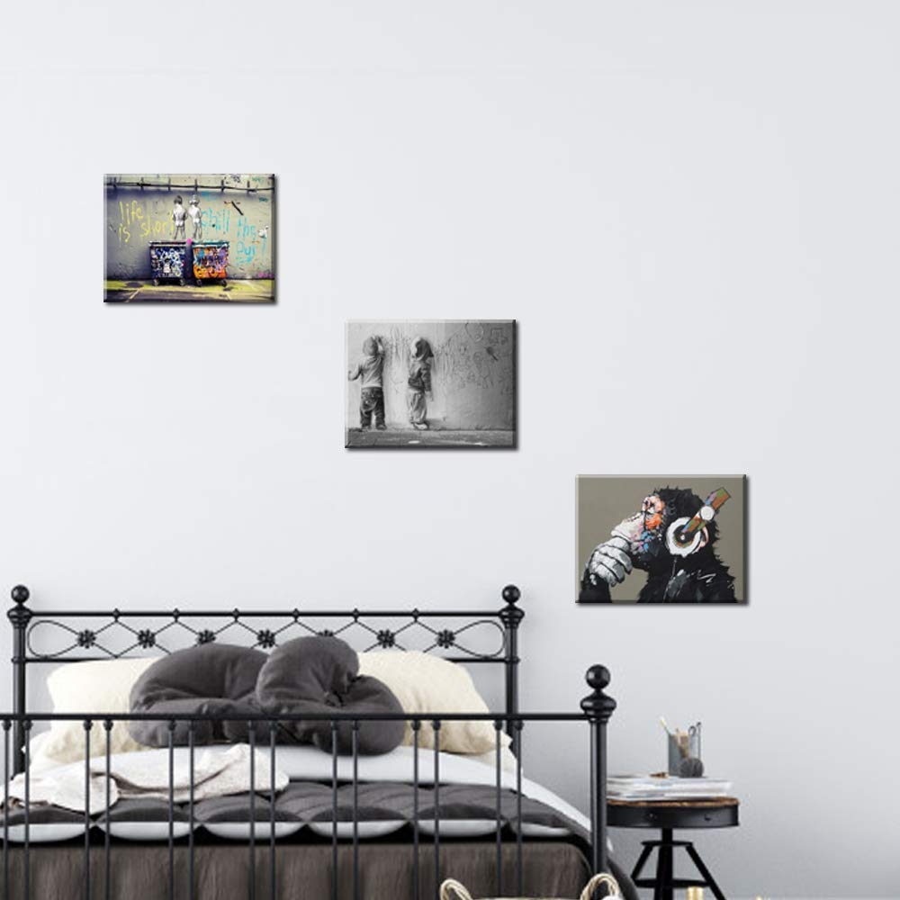 No.196木枠付きキャンバスアート　ブランドアートポスター　BANKSY Amazon.co.jp: アートパネル バンクシー Banksy 装飾画 アート