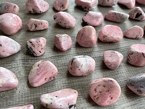 Image of GAF TREASURES 1 /2 LB Rhodonite Tumbled Stones, Polished Rhodonite Gemstone, Rhodonite Healing Crystals (Rhodonite)