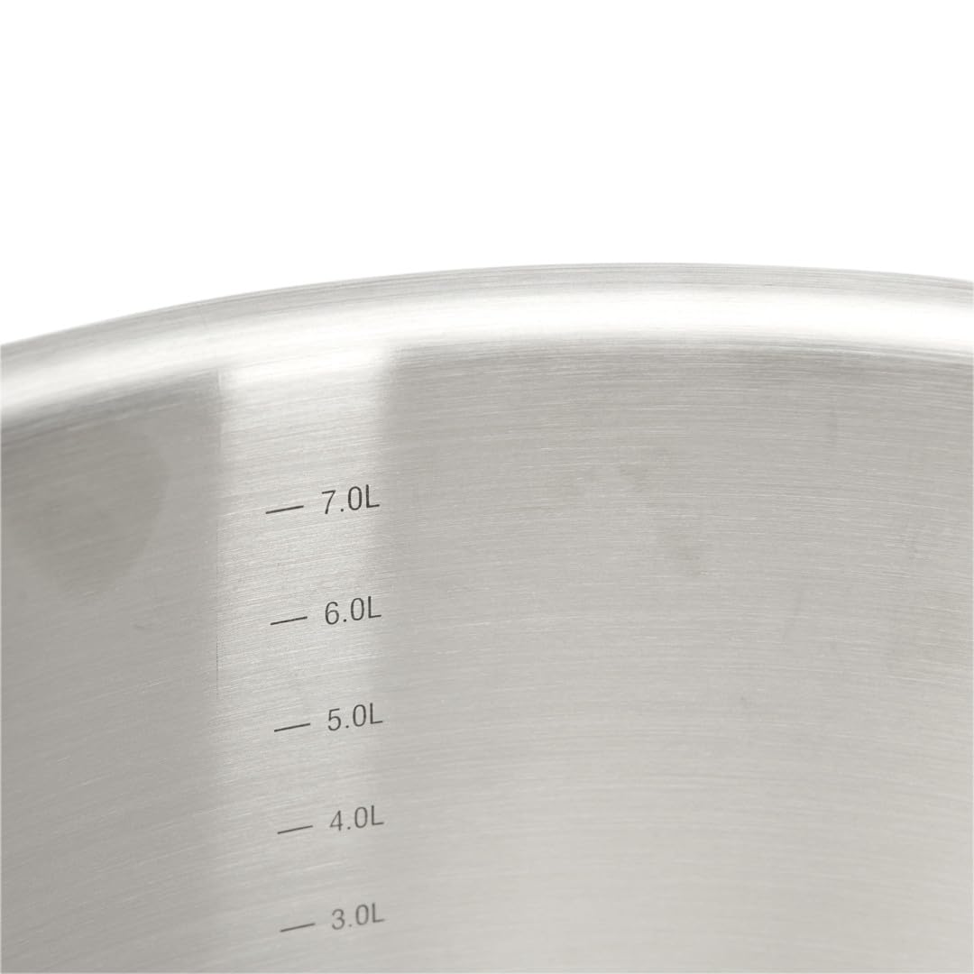 De Buyer - Faitout couvercle en inox PRIM'APPETY - 28 cm - , Inox 18/10 de Qualité Professionnelle, Fond Magnétique Épais pour Cuisson Maîtrisée, Tous Feux + Four, Finition Poli Brossé