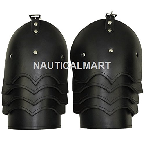 NauticalMart Plate Armour Soldier Leather Pauldrons Black