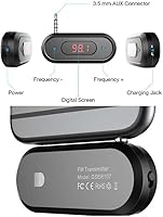 Vista 5 de ASHATA 3.5MM Audio Head Mobile Phone/Pad/MP3/MP4/MP5/Tablet FM Transmitter Built in 300mAh Battery Car Radio Transmitter