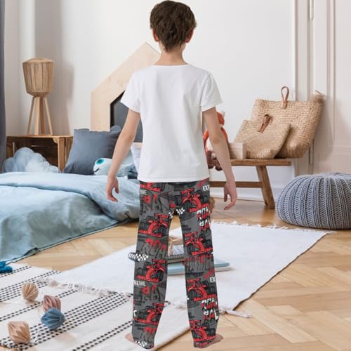 Boy's Pants Red Sport Car Jogger Pants Elastic Waist Long Bottoms Trousers with Pockets 6-14 Years3