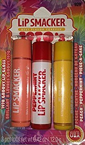 Limited Edition - Lip Smacker Best Flavor Forever 1970's - Peach, Peppermint & Piece-a-cake - 3 Piece Set