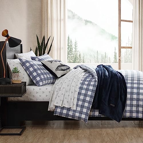 Image of Eddie Bauer- King Duvet Cover Set, Cotton Bedding Set with Matching Sham(s), Casual Home Decor (Basic Plaid Navy, King)