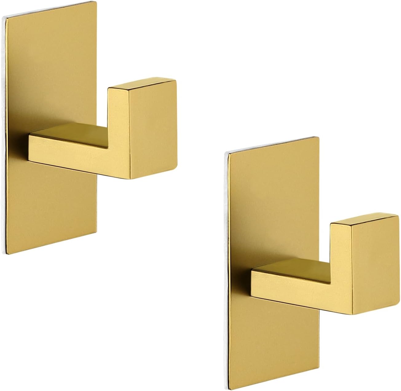Nolimas 2Pack Adhesive Towel Hooks, Heavy Duty Wall Hooks, Towel Hooks for Bathroom Kitchen Adhesive, SUS304 Stainless Steel Waterproof Sticky Hooks for Hanging Towel,Clothes,Robe,Coat, Brushed Gold