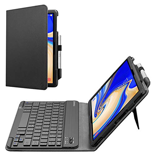 Fintie Folio Keyboard Case for Samsung Galaxy Tab S4 10.5 2018 Model SM-T830/T835/T837, Premium PU Leather Stand Cover with Removable Wireless Bluetooth Keyboard, Black