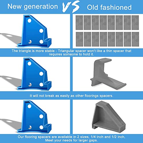 Naacoo Flooring Spacers, 1/4'' Gap & 1/2'' Gap, (20 Pack) Laminate Wood Flooring Tools - Compatible Install Any Laminate Flooring, Vinyl Plank, Engineered Hardwood, Bamboo, Lvt, Subfloor Panels. #TOP2