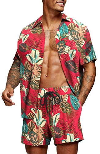 COOFANDY Men's Hawaiian 2-piece Set – Shirt & Shorts