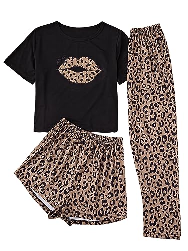 YOSUWOAI Damen Pyjama Set 2-teilig - Leichter Schlafanzug Mit Totenkopf-Blumendruck