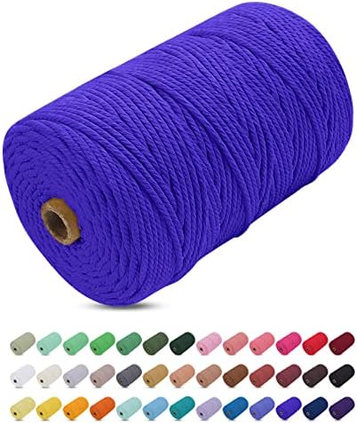 Uiopa Macrame Cord 3mm x 200m, Thick Macrame Rope Yarn Soft Natural Cotton Cord, Coloured 4-Ply Macrame String for DIY Craft, Plant Hangers, Wall Hanging, Christmas Decorations (Red)