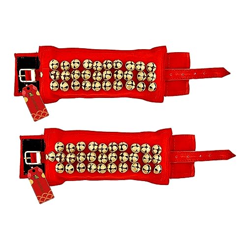 Image of UAPAN 3 line Ankle Bells Velvet Pad for Classical Bharatanatyam Kathak Dance with Adjustable Strap (Velvet Belt with Velcaro)