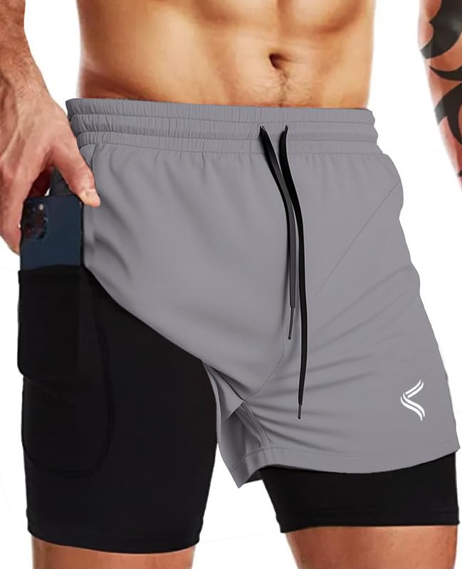 fancy agents Dual Boxer Gym Shorts for Men & Boys with Pockets | Half Pant for Sports, Running, Workout, Cycling, Yoga & Home Wear Training Fitness Shorts-picture-49