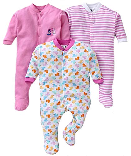 EIO New Born Baby Multi-Color Long Sleeve Cotton Sleep Suit Romper for Boys and Girls Set of 3