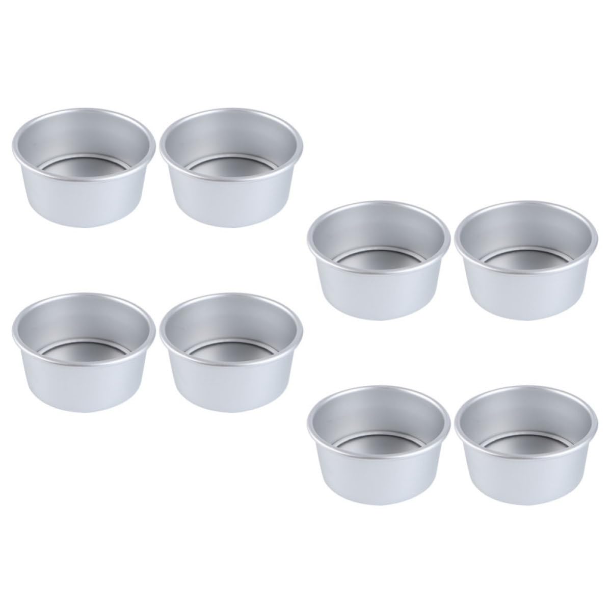 INOOMP Molde Redondo para Hornear con Base Desmontable de Aleación de Aluminio Paquete de 8 Piezas, Resistente al Horno y Fácil de Limpiar para Uso en Casa y Panadería