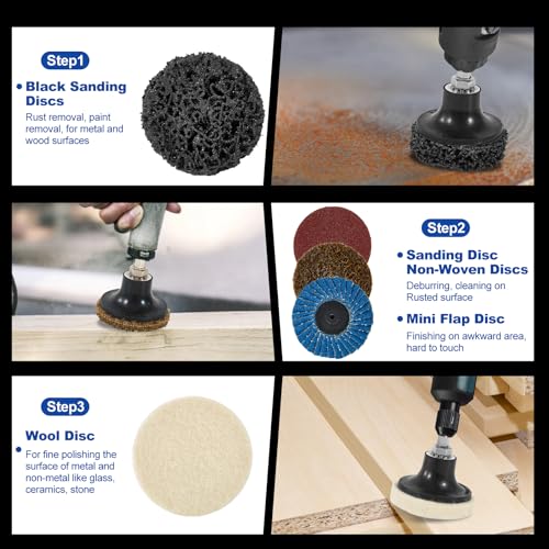 136 PCS 2 Inch Die Grinder Sanding Discs Bits Accessories, Quick Change Disc with 1/4 Roll Lock for Milwaukee Dewalt Right Angle Die Grinder M12, Drill Sanding Attachment Surface Conditioning Tool by Elechiakan - Image 7