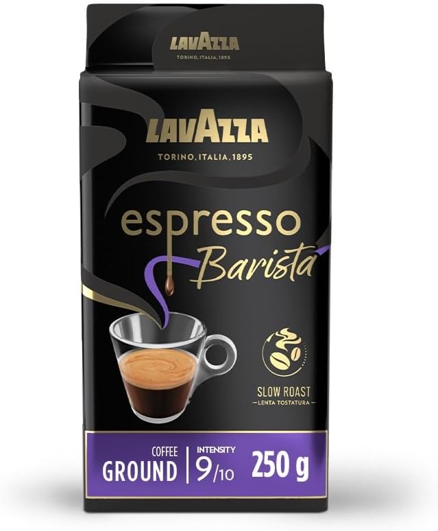 Espresso Barista Intenso, Coffee Ground, Ideal for Moka Pots, with Aromatic Notes of Cocoa and Wood, Arabica and Robusta, Intensity 9/10, Medium Roasting, 250 g