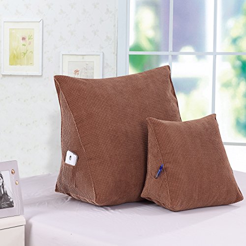 Eonshine Fluffy Soft Down Alternative Filled Triangle Wedge Cushion Pillow For Bed Sofa Backrest Reading, Corduroy, Pack Of 1 (23X20X11.8, Khaki) #TOP1