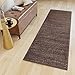 Produktbild TAPISO Sari Teppich Läufer Flur Dunkelbraun Meterware Kurzflor Küche Wohnzimmer Schlafzimmer Küchenläufer Brücke nach Maß ÖKOTEX 80 x 440 cm