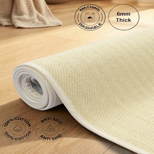 Image of Saral Home Cotton Yoga Mat /Runner (Beige, 60X180 CM)