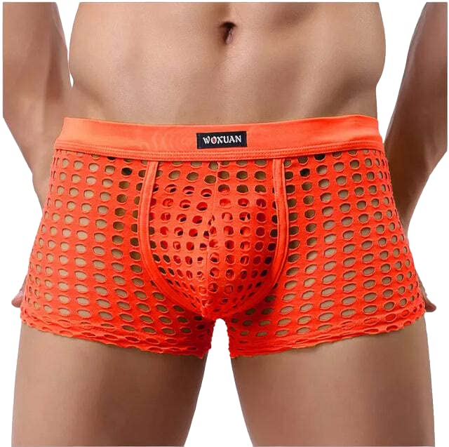 Image of PANTEASY Men's Solid Low Rise Comfortable Cotton Blend See Through Trunk Boxer Underwear, Underpants