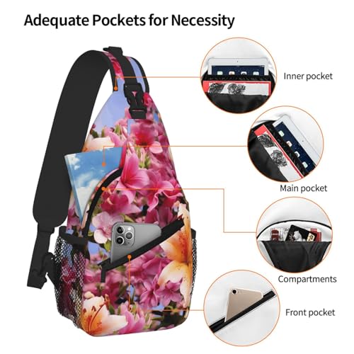 Mochila tipo sling unisex con diseño floral miniatura 4