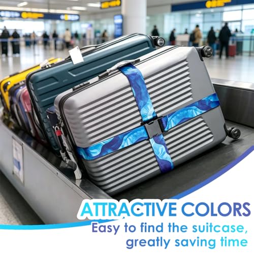 Image of 4 Pack Luggage Straps for Suitcases Adjustable Luggage Belt Suitcase Strap Travel Bag Accessories (Sky Blue(4 Pack))